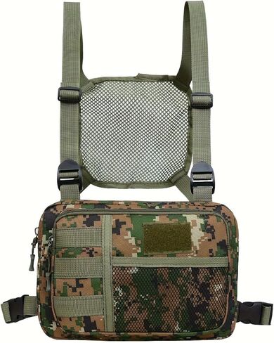 Wear-resistant Multifunctional Camouflage Backpack, Body-hugging Outdoor Chest Bag for Training Running Equipment Mountaineering with Mobile Phone Pocket Khaki in Saudi Arabia