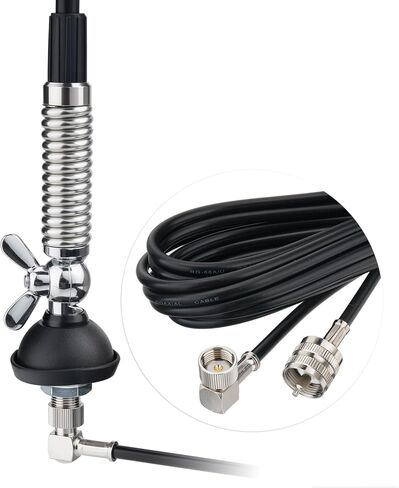 Bingfu CB 27MHz Truck Fiberglass Antenna Anti-Vibration with 13.1ft PL259 Cable Compatible with Galaxy Uniden Bearcat Cobra Radioddity Texas Ranger RoadKing Mobile CB Radio in Saudi Arabia