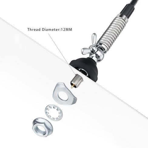 Bingfu CB 27MHz Truck Fiberglass Antenna Anti-Vibration with 13.1ft PL259 Cable Compatible with Galaxy Uniden Bearcat Cobra Radioddity Texas Ranger RoadKing Mobile CB Radio in Saudi Arabia