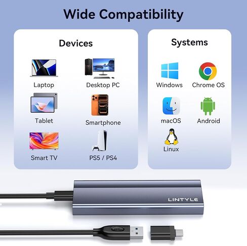حاوية M.2 NVMe SSD، حافظة SSD خارجية USB 3.2 Gen2 بسرعة 10 جيجابت في الثانية، محول NVMe من الألومنيوم بدون أدوات، يناسب 2230/2242/2260/2280، NVMe فقط (SATA غير مدعوم)، يتضمن كابل USB-C إلى كابل (رمادي) in Kuwait