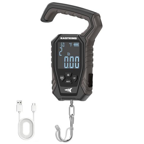 KastKing Weighmaster Mechanical-Digital Fishing Scale with Lip Gripper, 120 lb Capacity, 2.5" Backlit Display, High-Precision Sensor, 9 Weight Memory, Temperature Detection, IPX6 Waterproof in Saudi Arabia