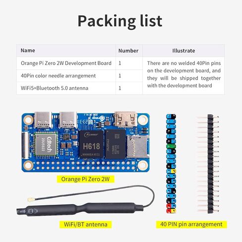 Orange Pi Zero 2W 1.5G Allwinner H618 LPDDR4 وحدة المعالجة المركزية رباعية النواة 64 بت كمبيوتر لوحي واحد، تردد 1.5 جيجا هرتز واي فاي 5.0 بلوتوث 5.0 هوائي على اللوحة يدعم شاشة 4K تشغيل Android Ubuntu in Saudi Arabia