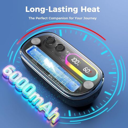 2 في 1 جهاز تدفئة اليد المغناطيسي قابل لإعادة الشحن، جهاز تدفئة اليد الكهربائي مع أضواء RGB، 4 مستويات وشاشة رقمية، جهاز تدفئة اليد المحمول للجيب، هدايا تقنية سخان للرجال والنساء، جولف، تزلج، تخييم، صيد in Kuwait