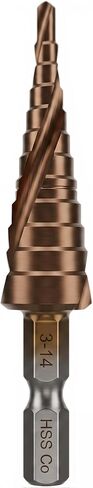 مثقاب Hymnorq Cobalt Steel 15 خطوة، M35 Grade 5% HSS Co، مقاس متري من 4 مم إلى 32 مم، مزامير حلزونية مزدوجة وساق سداسية 1/4 بوصة، حفر وتكبير الثقوب في صفائح معدنية صلبة من الحديد المقاوم للصدأ in Kuwait