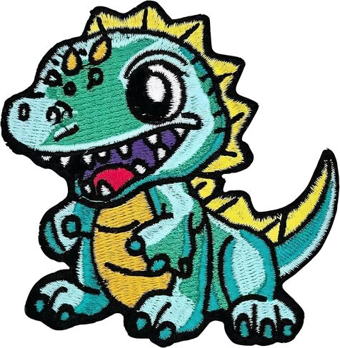 3.5" Dinosaur Patches, Dinosaur Iron On Patch, Dinosaur Patch - Kids/Children Patches - Girls/Boys Patches - Kids Applique - Embroidered Patch for Jackets, Clothing, Dress, Backpacks, Clothes, Hat in Kuwait