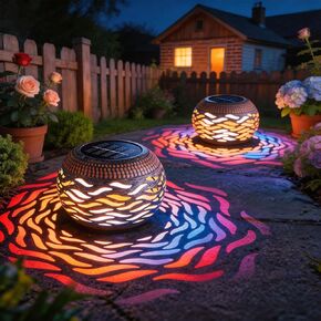 Solar Lanterns Outdoor Waterproof 4 Pack, Retro Metal Hollow Out Solar Lantern Lights with 3 Lighting Modes, Decorative Table Lanterns for Garden Yard Patio Porch, Gardening Gifts for Women Mom in Saudi Arabia
