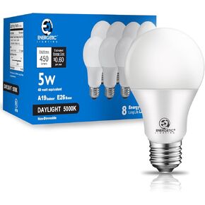Energetic Lighting 40W Equivalent A19 LED Light Bulb, Soft White 2700K, UL Listed, E26 Standard Base, Non-Dimmable LED Light Bulb, 4-Pack in Saudi Arabia