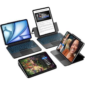 حالة لوحة مفاتيح TypeCase Studio لـ iPad Air 11 "(M3/M2) & Pro 11" (4th/3rd/2nd/1st gen) والهواء 10.9 "5th/4th Gen-trackpad ، لوحة مفاتيح iPad متعددة الزوايا للنوع ، العرض ، المخطط والقراءة ، المضغوط والمحمول ، أبيض in Kuwait