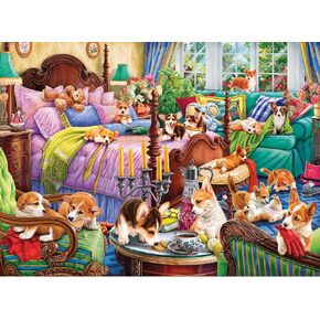 Anatolian Puzzle - Dogs Drinking Smoothies on a Tropical Beach -1000 Piece Jigsaw Puzzle #1102, Multicolor in Kuwait