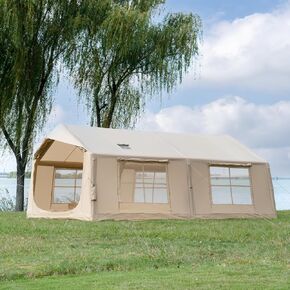 Inflatable Tent for Camping with 2 Rooms, 8-12 Person Easy Setup Air Tent with Hand Pump, 4 Season Waterproof Glamping Tent with Stove Jack, Large Family House Tent in Saudi Arabia