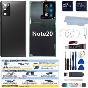 بديل الزجاج الخلفي لهاتف Samsung Galaxy Note 20 غطاء خلفي مقاس 6.7 بوصة مع إطار عدسة مثبت مسبقًا وشريط + أدوات (ذهبي، Note 20) in Kuwait