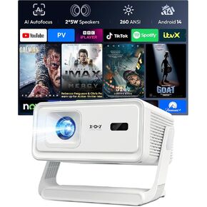 Projector with WiFi and Bluetooth Supports 4K 1080P Portable Smart Projector, XGODY Gimbal A1 Auto Focus, 6D Auto Keystone Correction, 180° Rotation, Android 14 Home Theater Movie Projector in Saudi Arabia