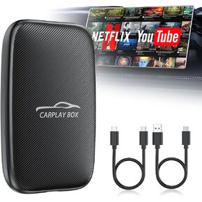 صندوق فيديو سحري 6 في 1 لـ Netflix/YouTube، محول CarPlay اللاسلكي ومحول Android Auto اللاسلكي تحويل سلكي إلى Wireles Carplay Dongle لسيارات CarPlay السلكية OEM، تشغيل بطاقة TF، التوصيل والتشغيل in Kuwait