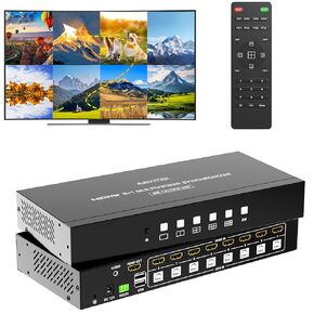 4K HDMI KVM Switcher 8x1 w/Hot-Key, HDMI Multiview Switch w/KVM, 8 Computers Share 1 Monitor+2 USB Device, Quick View for Security Camera, PC, Laptop, Fire Stick, Roku, Included Rackmount Ear in Kuwait