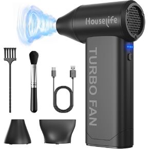 Houselife 150,000 RPM Magnetic Electric Air Duster - Brushless Compressed Air Duster, 3-Gear Adjustable, Rechargeable Mini Blower for PC, Keyboard, Car Drying & Detailing, Reusable Air Can Alternative in Saudi Arabia