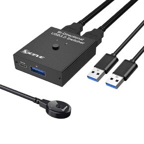 USB 3.0 Switch 2 جهاز كمبيوتر، محدد ثنائي الاتجاه 4 منافذ USB Switcher لجهازي كمبيوتر مشاركة لوحة المفاتيح والماوس والطابعة وكاميرا الويب، محدد مفتاح USB مع جهاز تحكم عن بعد سلكي وكابلات USB3.0 in Kuwait