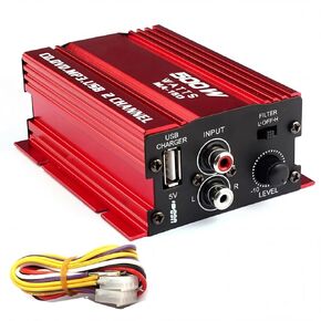 Patikuin 12V 2 Channel Car Amplifier, 40W Mini HiFi Car Audio Power Amp, Compact RCA Input Car Speaker Amplifier for Car, Motorcycle, Home Audio, Red in Saudi Arabia