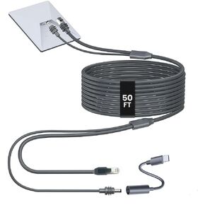 كابل Starlink Mini Ethernet بطول 10 متر/32 قدم 2 في 1، طاقة تيار مستمر مدمجة + سلك استبدال بيانات Cat5e جيجابت، كابل خارجي مقاوم للماء للتخييم البحري RV، يتضمن محول USB-C إلى تيار مستمر in Kuwait
