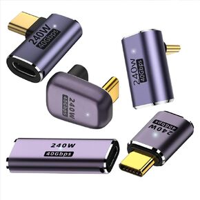 محول USB C 90 درجة، محول الزاوية اليمنى USB C مع شحن فيديو 40 جيجابت في الثانية PD 240 وات 8K@60 هرتز، متوافق مع سطح البخار والمحول والواقع الافتراضي والمزيد من الأجهزة من النوع C (5 قطع) in Kuwait