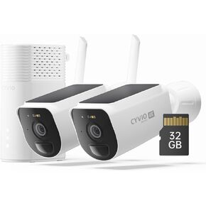 4K Solar Security Camera System Wireless Outdoor, 4-Cam Kit with Battery & Solar Power, CYVIO Long Range WiFi (Up to 700m), Color Night Vision, PIR Detection, No Subscription in Saudi Arabia