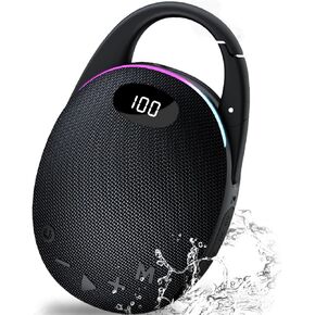 Portable Mini Bluetooth Speaker with HD Sound, LED Power Display, Big Pro Sound with Punchy Bass,Integrated Carabiner, 25H Playtime, Colorful RGB Lights, TWS pairing,Outdoor/Party/Travel, Gift Ideas in Saudi Arabia