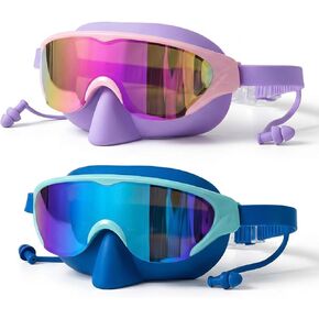 Zoomsnail Kids Swim Goggles Mask with Nose Cover, Anti-Shattered UV Leak Fog Lens Toddlers Swimming Goggles for Kids 3-15 (pink) in Kuwait