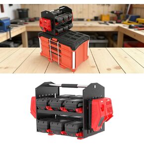 Battery Holder for Milwaukee M18 Battery, Portable Battery Bracket with Handle, Compatible with Milwaukee Packout, Charger Mount for M18 DFC/ M12-18C/ M12-18FC, Holds 12 Batteries & 2 Chargers in Saudi Arabia