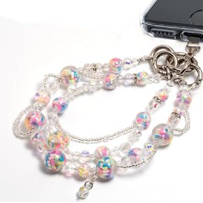 Beaded Phone Charm Lanyard for Women - Adjustable, Anti-Drop Wrist Strap with Charms for iPhone & Samsung. in Saudi Arabia