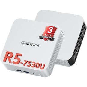 GEEKOM 2026 A5 Pro High-Performance Mini PC with AMD Ryzen 5 7530U, 16GB DDR4 RAM(Up to 96GB, Not LPDDR), 1TB NVMe SSD|Windows 11 Pro|4 Displays| 8K |Wi-Fi 6|3-Year Coverage|Education|Office|Coding in Kuwait