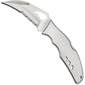سكين جيب Byrd by Spyderco Crossbill القابل للطي مع شفرة فولاذية 3 بوصة 8Cr13MoV ومقبض من الفولاذ المقاوم للصدأ - سكين EDC للرجال والنساء، مثالي للصيد، تكتيكي - CombinationEdge - BY07PS in Kuwait