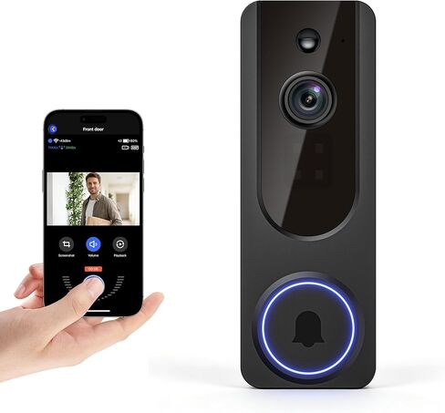 Gazing 1080P Wireless Wi-Fi Doorbell Camera for Home Safety, Night Vision, 2-Way Audio, Cloud Storage, AI Human and Motion Detection, Live View, Battery Powered, Indoor Outdoor Surveillance in Saudi Arabia