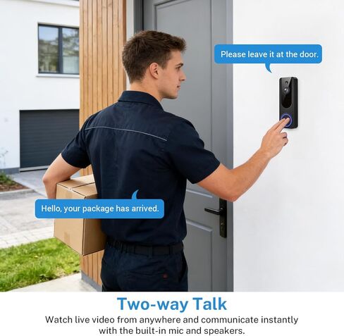 Gazing 1080P Wireless Wi-Fi Doorbell Camera for Home Safety, Night Vision, 2-Way Audio, Cloud Storage, AI Human and Motion Detection, Live View, Battery Powered, Indoor Outdoor Surveillance in Saudi Arabia