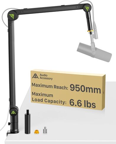 تصميم لذراع ذراع الميكروفون Shure SM7B SM7dB MV7 Never-Sag، يصل طوله إلى 950 مم، سعة تحميل 6.6 رطل، حامل ميكروفون معلق بقفل التروس، حامل مكتبي للميكروفونات الثقيلة Blue Yeti Rode in Saudi Arabia