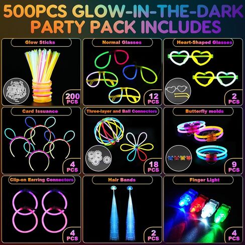 244 Pack Glow in the Dark Party Supplies for Kids, Neon Party Favors for Kids, Glow Party Favors for Kids 8-12, Kids Led Light Up Party Favors,Kids New Years Eve Party Supplies in Saudi Arabia