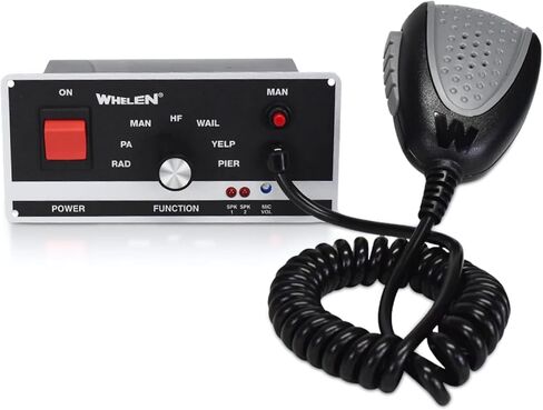 مضخم صفارات الإنذار عن بعد من Whelen 295HFS2 - 200 وات، ميكروفون سلكي صلب، حامل لوحة القيادة أو اللوحة، قدرات تكرار الصوت والمخاطبة العامة - متانة قوية - مضخم صوت صفارات الإنذار لمركبات الطوارئ in Kuwait
