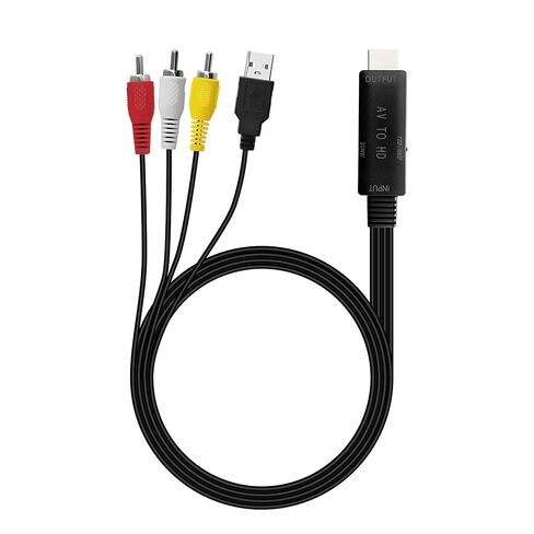 Mcbazel RCA to HDMI Converter Cable (6ft/1.8m) - All-in-One AV to HDMI Adapter Cord for VHS VCR DVD Players - Plug and Play 1080P Upscaling Composite Video to HDMI Monitor Support PAL/NTSC in Saudi Arabia