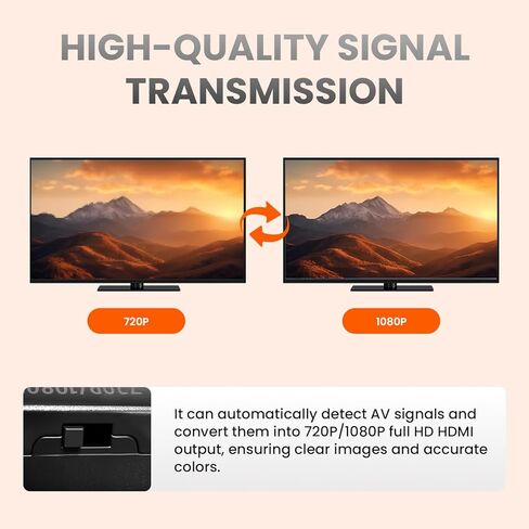 Mcbazel RCA to HDMI Converter Cable (6ft/1.8m) - All-in-One AV to HDMI Adapter Cord for VHS VCR DVD Players - Plug and Play 1080P Upscaling Composite Video to HDMI Monitor Support PAL/NTSC in Saudi Arabia