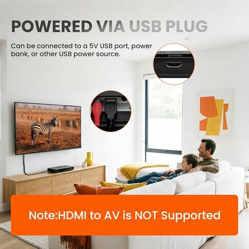 Mcbazel RCA to HDMI Converter Cable (6ft/1.8m) - All-in-One AV to HDMI Adapter Cord for VHS VCR DVD Players - Plug and Play 1080P Upscaling Composite Video to HDMI Monitor Support PAL/NTSC in Saudi Arabia