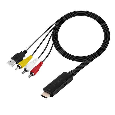 Mcbazel RCA to HDMI Converter Cable (6ft/1.8m) - All-in-One AV to HDMI Adapter Cord for VHS VCR DVD Players - Plug and Play 1080P Upscaling Composite Video to HDMI Monitor Support PAL/NTSC in Saudi Arabia