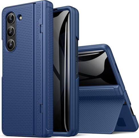 حافظة BXYJY لهاتف Samsung Galaxy Z Fold 5 مع حامل، واقي شاشة أمامي للخصوصية، حماية للمفصلات، غطاء صلب نحيف مقاوم للصدمات، حافظة هاتف واقية لكامل الجسم لهاتف Samsung Z Fold5 2023، أزرق in Kuwait