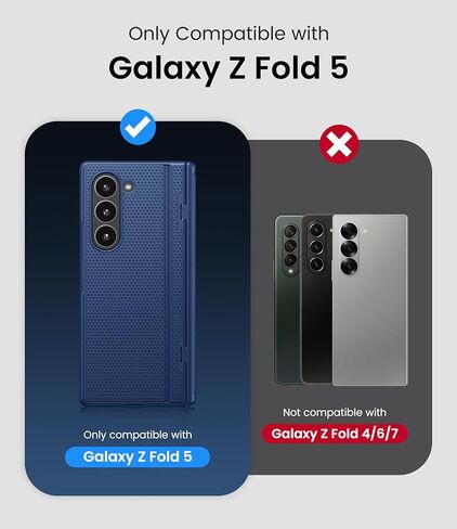 حافظة BXYJY لهاتف Samsung Galaxy Z Fold 5 مع حامل، واقي شاشة أمامي للخصوصية، حماية للمفصلات، غطاء صلب نحيف مقاوم للصدمات، حافظة هاتف واقية لكامل الجسم لهاتف Samsung Z Fold5 2023، أزرق in Kuwait