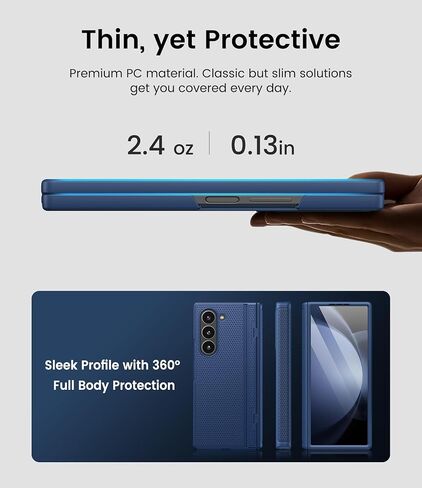 حافظة BXYJY لهاتف Samsung Galaxy Z Fold 5 مع حامل، واقي شاشة أمامي للخصوصية، حماية للمفصلات، غطاء صلب نحيف مقاوم للصدمات، حافظة هاتف واقية لكامل الجسم لهاتف Samsung Z Fold5 2023، أزرق in Kuwait