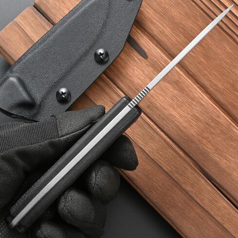 سكين شفرة ثابتة من الفولاذ FF114 14C28N، مقبض ميكارتا سكين تانغ كامل مع غمد للتخييم في الهواء الطلق والصيد والعمل (أسود) in Kuwait