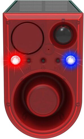 Solar Motion Sensor Alarm Outdoor - Support Recording&±Volume, Ultrasonic and Barking Dog&Gunshot Sound Sound, 129db*2 Loud Speakers, Motion Detector Alarm Strobe Light with USB and Remote Controller in Saudi Arabia