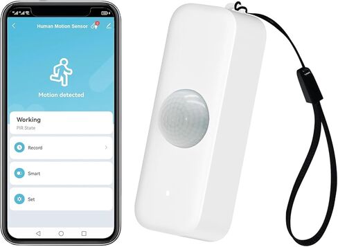 مستشعر حركة WiFi PIR: داخلي ذكي مع تنبيه إشعار التطبيق وتسجيل كاشف الحركة بالأشعة تحت الحمراء للمراقبة عن بعد وأتمتة المنزل مع حبل (عبوة واحدة) in Kuwait