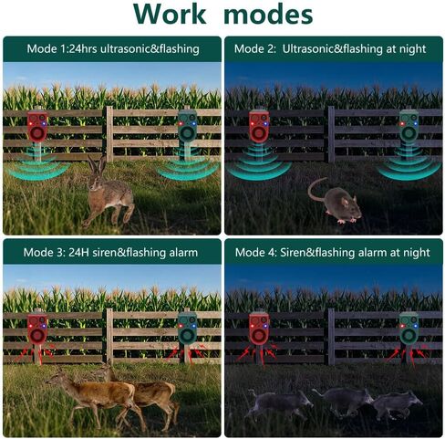 Solar Motion Sensor Alarm Outdoor - Support Recording&±Volume, Ultrasonic and Barking Dog&Gunshot Sound Sound, 129db*2 Loud Speakers, Motion Detector Alarm Strobe Light with USB and Remote Controller in Saudi Arabia