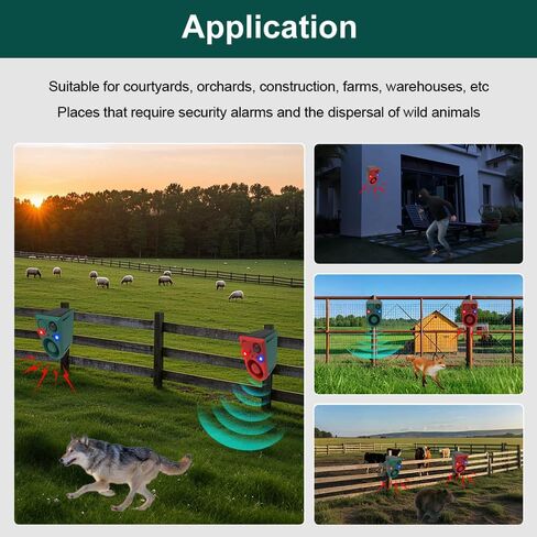 Solar Motion Sensor Alarm Outdoor - Support Recording&±Volume, Ultrasonic and Barking Dog&Gunshot Sound Sound, 129db*2 Loud Speakers, Motion Detector Alarm Strobe Light with USB and Remote Controller in Saudi Arabia