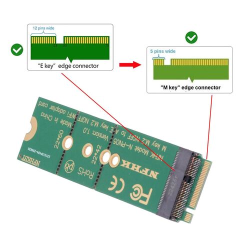 بطاقة شبكة WiFi Riser NGFF Key-E بطاقة شبكة لاسلكية إلى M.2 NGFF Key-M NVME SSD محول متوافق مع Wifi6 WIFI7 in Kuwait