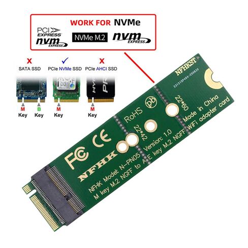 بطاقة شبكة WiFi Riser NGFF Key-E بطاقة شبكة لاسلكية إلى M.2 NGFF Key-M NVME SSD محول متوافق مع Wifi6 WIFI7 in Kuwait