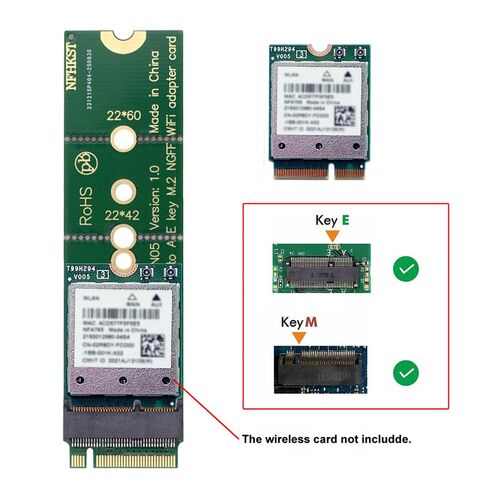 بطاقة شبكة WiFi Riser NGFF Key-E بطاقة شبكة لاسلكية إلى M.2 NGFF Key-M NVME SSD محول متوافق مع Wifi6 WIFI7 in Kuwait